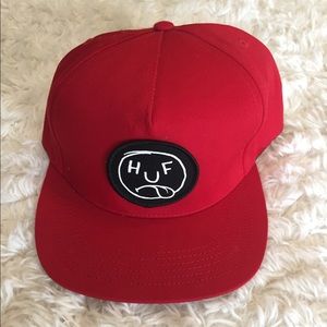 New HUF hat, bright red with logo at the front